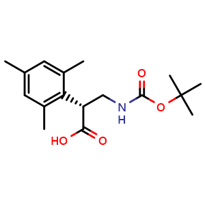 Chemical structure of (R)-3-((tert-butoxycarbonyl)amino)-2-mesitylpropanoic acid , CAS 180964-71-0, AChemBlock Y218573