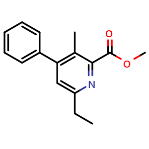 Chemical structure of Methyl 6-ethyl-3-methyl-4-phenylpicolinate , CAS 64035-18-3, AChemBlock Y218584