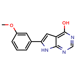 Chemical structure of 6-(3-methoxyphenyl)-7H-pyrrolo[2,3-d]pyrimidin-4-ol , CAS 173459-01-3, AChemBlock Y218613