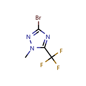 Chemical structure of 3-bromo-1-methyl-5-(trifluoromethyl)-1H-1,2,4-triazole , CAS 1609402-81-4, AChemBlock Y218628