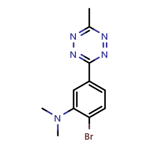 Chemical structure of 2-bromo-N,N-dimethyl-5-(6-methyl-1,2,4,5-tetrazin-3-yl)aniline , CAS 2870661-79-1, AChemBlock Y218646