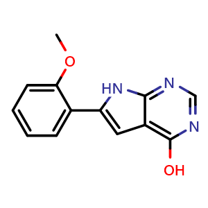 Chemical structure of 6-(2-methoxyphenyl)-7H-pyrrolo[2,3-d]pyrimidin-4-ol , CAS 173459-02-4, AChemBlock Y218658