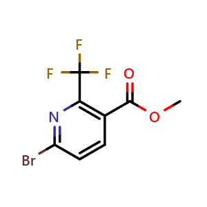 Chemical structure of methyl 6-bromo-2-(trifluoromethyl)nicotinate , CAS 1227581-53-4, AChemBlock Y218668