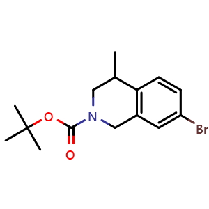Chemical structure of tert-butyl 7-bromo-4-methyl-3,4-dihydroisoquinoline-2(1H)-carboxylate , CAS 1338096-95-9, AChemBlock Y218729