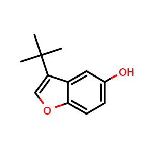 Chemical structure of 3-(tert-Butyl)benzofuran-5-ol , CAS 1782379-51-4, AChemBlock Y218734