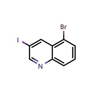 Chemical structure of 5-bromo-3-iodoquinoline , CAS 1416438-35-1, AChemBlock Y218771