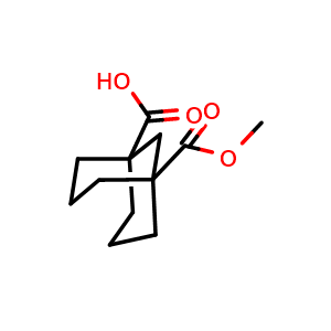 Chemical structure of 5-methoxycarbonylbicyclo[3.3.1]nonane-1-carboxylic acid , CAS 54764-03-3, AChemBlock Y218777