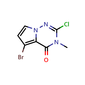 Chemical structure of 5-bromo-2-chloro-3-methyl-pyrrolo[2,1-f][1,2,4]triazin-4-one , CAS 2482719-45-7, AChemBlock Y218778