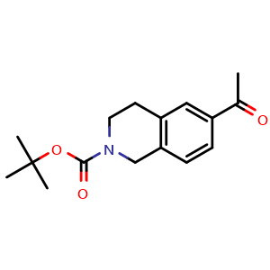 Chemical structure of tert-butyl 6-acetyl-3,4-dihydroisoquinoline-2(1H)-carboxylate , CAS 1008518-35-1, AChemBlock Y218785