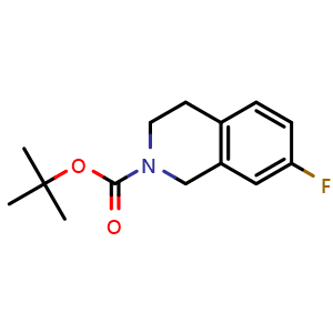 Chemical structure of tert-butyl 7-fluoro-3,4-dihydroisoquinoline-2(1H)-carboxylate , CAS 2102412-01-9, AChemBlock Y218787