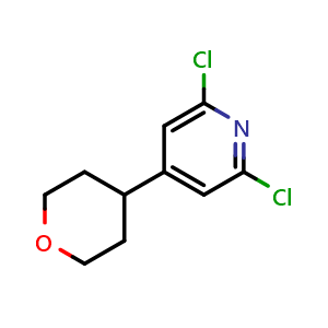 Chemical structure of 2,6-dichloro-4-(tetrahydro-2H-pyran-4-yl)pyridine , CAS 1496582-11-6, AChemBlock Y218797