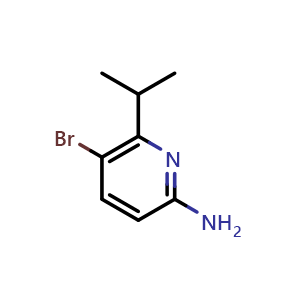 Chemical structure of 5-Bromo-6-isopropylpyridin-2-amine , CAS 1505779-13-4, AChemBlock Y218814