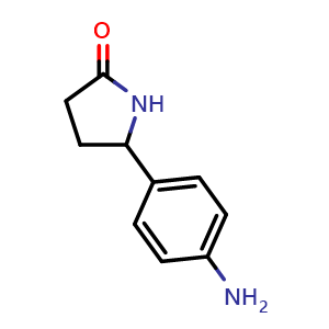 Chemical structure of 5-(4-aminophenyl)pyrrolidin-2-one , CAS 858234-86-3, AChemBlock Y218860