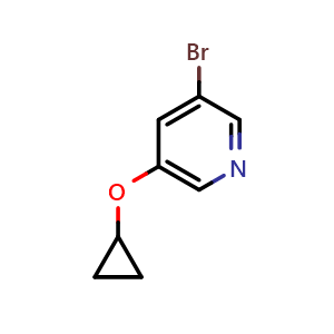 Chemical structure of 3-bromo-5-cyclopropoxypyridine , CAS 1209459-38-0, AChemBlock Y218862