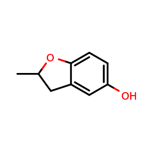 Chemical structure of 2-methyl-2,3-dihydrobenzofuran-5-ol , CAS 111580-01-9, AChemBlock Y218872