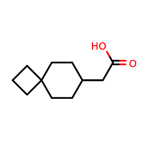 Chemical structure of 2-(Spiro[3.5]nonan-7-yl)acetic acid , CAS 2300685-17-8, AChemBlock Y218914