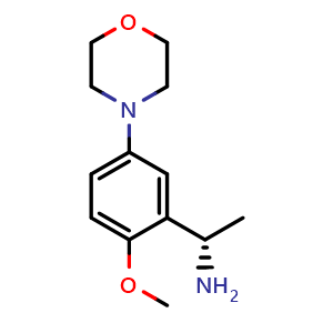 Chemical structure of (S)-1-(2-methoxy-5-morpholinophenyl)ethan-1-amine , CAS 701939-07-3, AChemBlock Y218916