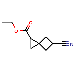Chemical structure of ethyl 5-cyanospiro[2.3]hexane-1-carboxylate , CAS 2166936-83-8, AChemBlock Y218922