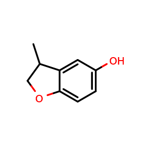 Chemical structure of 3-methyl-2,3-dihydrobenzofuran-5-ol , CAS 1702210-33-0, AChemBlock Y218925