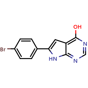 Chemical structure of 6-(4-bromophenyl)-7H-pyrrolo[2,3-d]pyrimidin-4-ol , CAS 1057142-92-3, AChemBlock Y218930
