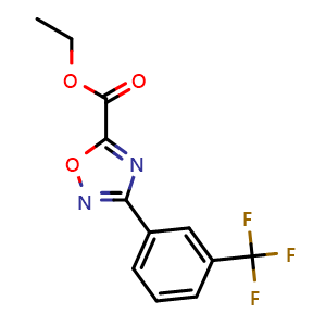 Chemical structure of ethyl 3-(3-(trifluoromethyl)phenyl)-1,2,4-oxadiazole-5-carboxylate , CAS 478030-57-8, AChemBlock Y218942