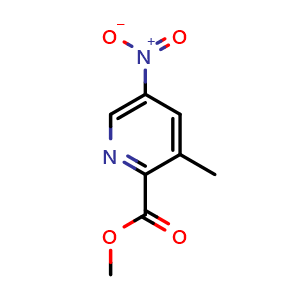 Chemical structure of methyl 3-methyl-5-nitropicolinate , CAS 1456768-26-5, AChemBlock Y218955