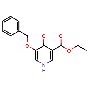 Chemical structure of ethyl 5-(benzyloxy)-4-oxo-1,4-dihydropyridine-3-carboxylate , CAS 1246743-76-9, AChemBlock Y218959