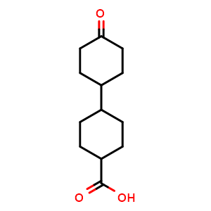 Chemical structure of 4'-Oxo-[1,1'-bi(cyclohexane)]-4-carboxylic acid , CAS 854213-25-5, AChemBlock Y218967