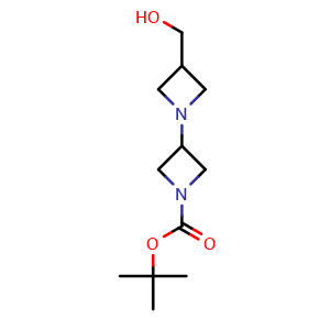Chemical structure of tert-butyl 3-(hydroxymethyl)-[1,3'-biazetidine]-1'-carboxylate , CAS 1823859-44-4, AChemBlock Y218969