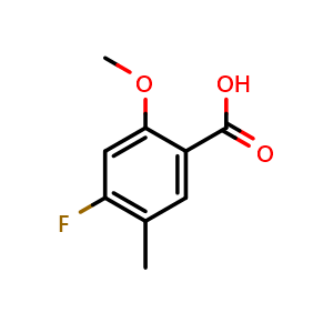 Chemical structure of 4-Fluoro-2-methoxy-5-methylbenzoic acid , CAS 314298-17-4, AChemBlock Y218976