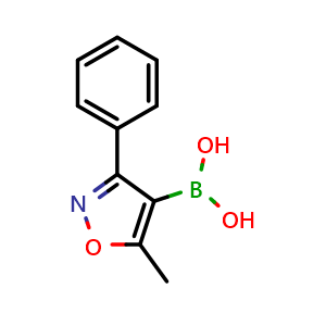 Chemical structure of (5-methyl-3-phenylisoxazol-4-yl)boronic acid , CAS 491876-01-8, AChemBlock Y218977