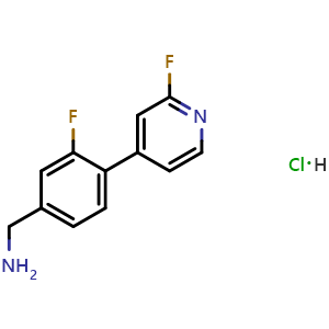 Chemical structure of (3-fluoro-4-(2-fluoropyridin-4-yl)phenyl)methanamine hydrochloride , CAS 1449117-60-5, AChemBlock Y219018