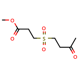 Chemical structure of Methyl 3-((3-oxobutyl)sulfonyl)propanoate , CAS 502635-00-9, AChemBlock Y219023