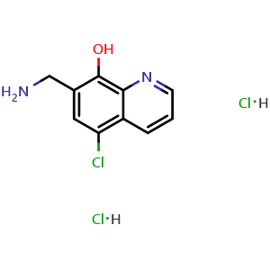 Chemical structure of 7-(aminomethyl)-5-chloroquinolin-8-ol dihydrochloride , CAS 66233-86-1, AChemBlock Y219041
