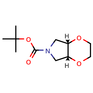 Chemical structure of (4aR,7aS)-tert-butyl tetrahydro-2H-[1,4]dioxino[2,3-c]pyrrole-6(3H)-carboxylate , CAS 694439-03-7, AChemBlock Y219042