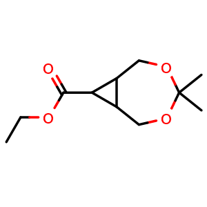 Chemical structure of ethyl 4,4-dimethyl-3,5-dioxabicyclo[5.1.0]octane-8-carboxylate , CAS 1624262-21-0, AChemBlock Y219050