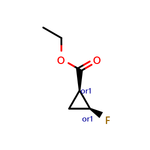 Chemical structure of (cis)-ethyl 2-fluorocyclopropanecarboxylate , CAS 84388-71-6, AChemBlock Y219053
