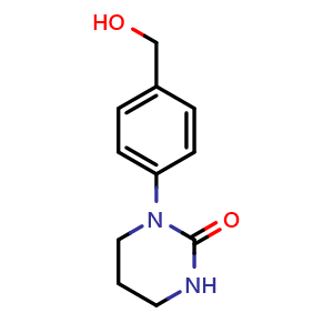 Chemical structure of 1-(4-Hydroxymethyl-phenyl)-tetrahydro-pyrimidin-2-one , CAS 1564939-81-6, AChemBlock Y219082