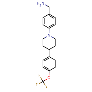 Chemical structure of (4-(4-(4-(trifluoromethoxy)phenyl)piperidin-1-yl)phenyl)methanamine , CAS 1426520-69-5, AChemBlock Y219092