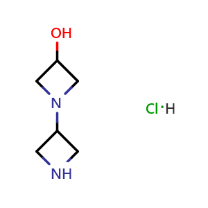 Chemical structure of [1,3'-Biazetidin]-3-ol hydrochloride , CAS 1449117-28-5, AChemBlock Y219114