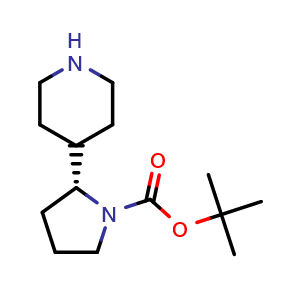 Chemical structure of (R)-tert-butyl 2-(piperidin-4-yl)pyrrolidine-1-carboxylate , CAS 1451390-44-5, AChemBlock Y219118