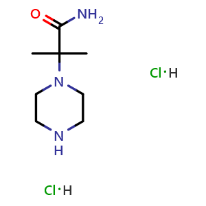 Chemical structure of 2-Methyl-2-(piperazin-1-yl)propanamide dihydrochloride , CAS 288379-50-0, AChemBlock Y219126