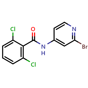 Chemical structure of N-(2-Bromopyridin-4-yl)-2,6-dichlorobenzamide , CAS 1258298-00-8, AChemBlock Y219127