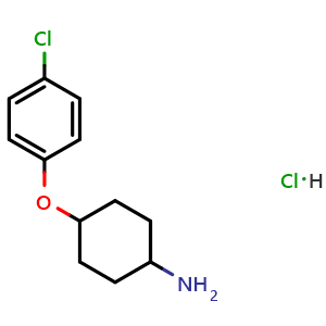 Chemical structure of 4-(4-chloro-phenoxy)-cyclohexylamine hydrochloride , CAS 380828-77-3, AChemBlock Y219162