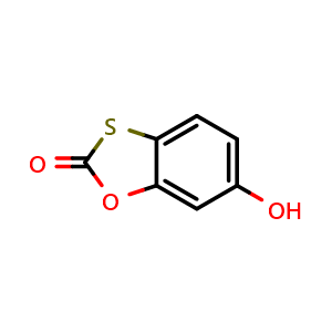 Chemical structure of 6-hydroxy-1,3-benzoxathiol-2-one , CAS 4991-65-5, AChemBlock Y219214