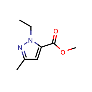 Chemical structure of methyl 1-ethyl-3-methyl-1h-pyrazole-5-carboxylate , CAS 88398-73-6, AChemBlock Y219231