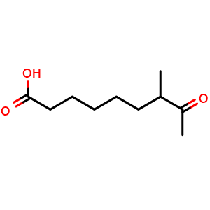 Chemical structure of 7-methyl-8-oxo-nonanoic acid , CAS 407627-97-8, AChemBlock Y219242