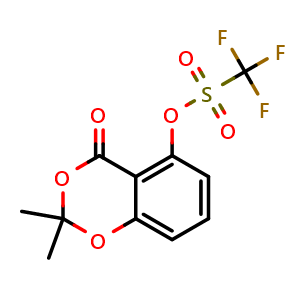 Chemical structure of 2,2-dimethyl-4-oxo-4h-benzo[d][1,3]dioxin-5-yl trifluoromethanesulfonate , CAS 164014-40-8, AChemBlock Y219266