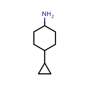 Chemical structure of 4-cyclopropylcyclohexan-1-amine,Mixtureofdiastereomers , CAS 1449582-41-5, AChemBlock Y219268