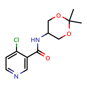 Chemical structure of 4-chloro-N-(2,2-dimethyl-1,3-dioxan-5-yl)nicotinamide , CAS 2445172-50-7, AChemBlock Y219269